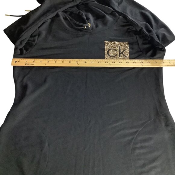 Calvin Klein Side Logo Hoodie Black Dress Womens Size L Long Sleeve - Picture 8 of 16